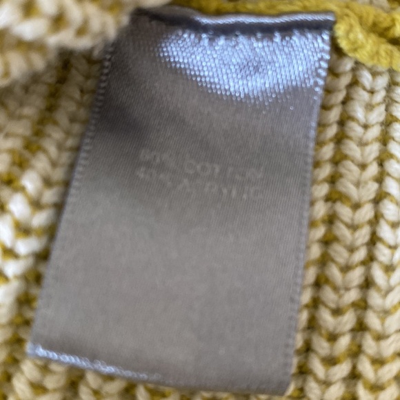 Marled Reunited Clothing yellow and white cotton and acrylic crew neck sweater - Picture 6 of 6